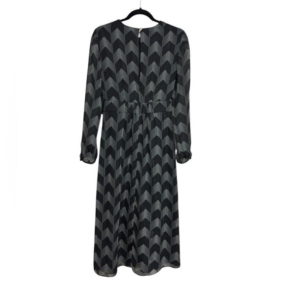 Ted Baker London Aselli Atlas Long Sleeve Midi Dress in Black Chevron - Size 1 - Picture 4 of 9